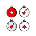 Set of Christmas tree decorative pendants, balls, toys. Doodle style design elements. Royalty Free Stock Photo